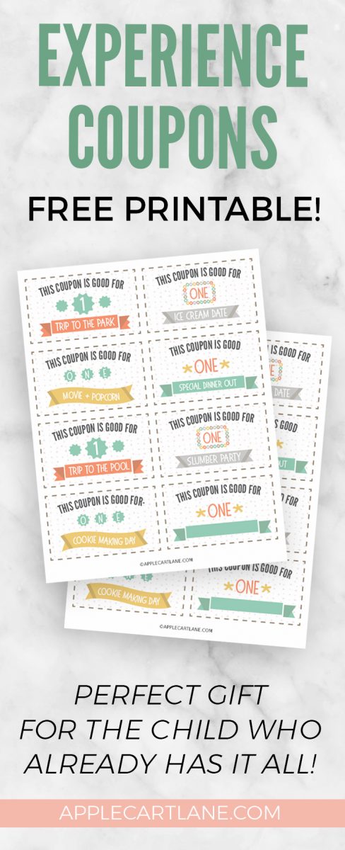 Looking for the perfect gift idea? Free Download! Printable experience coupons that are perfect for any child!