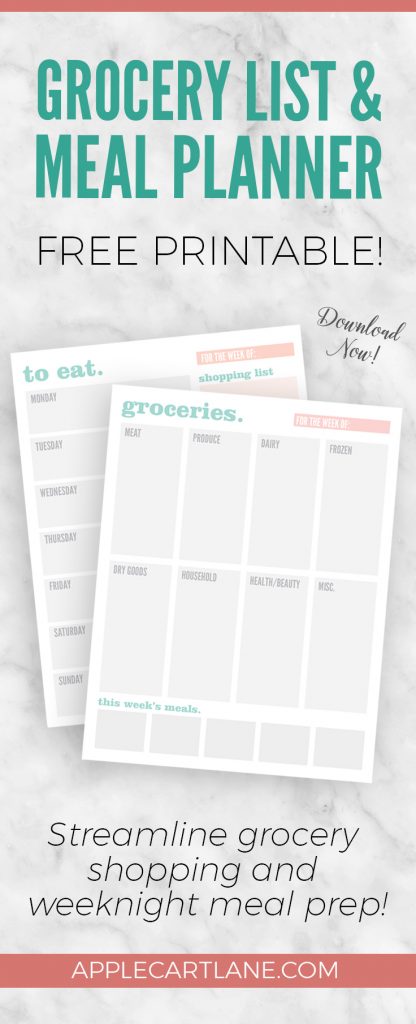 meal planner and grocery list printable