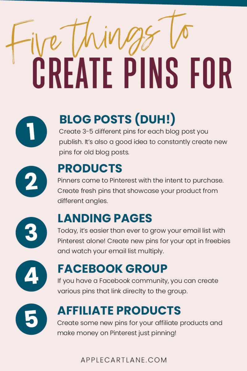 Content to create pins for