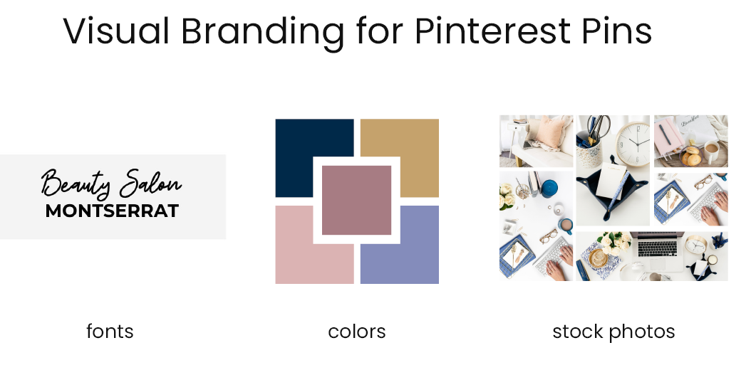 Visual branding elements for Pinterest pins